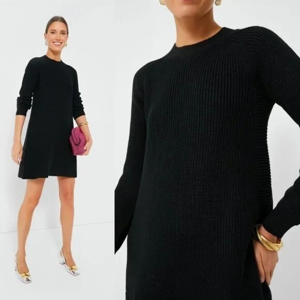 Pomander Place Tuckernuck Black Ainsley Long Sleeve Rib Knit‎ Sweater Mini Dress
